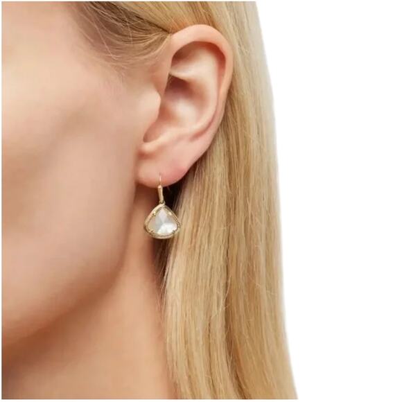 *SOLD* NWT! Kendra Scott Kendall Drop Earrings in Golden Abalone Shell - Picture 4 of 6